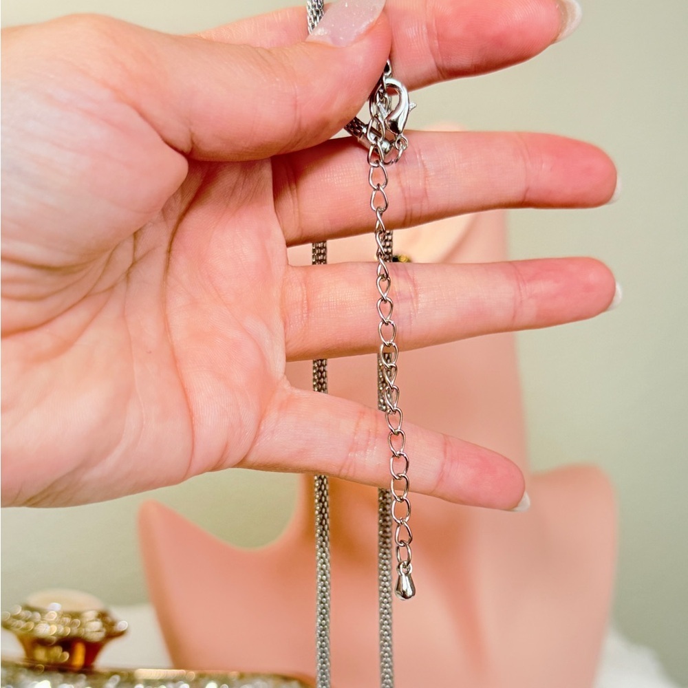 Silver Frog Pendant Necklace with Crystals - Picture 8 of 8